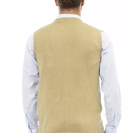 Elegante giubbotto a maglia a V nel beige