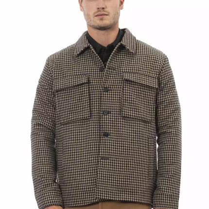 Elegant Hound-Looth Looth Wool Blend Shirt Veste