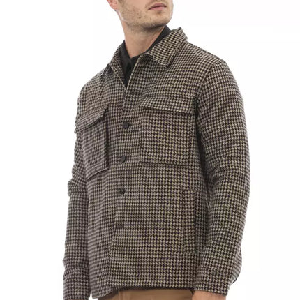 Elegant Hound-Looth Looth Wool Blend Shirt Veste