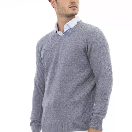 "Light Blue Viscose Men Sweater"