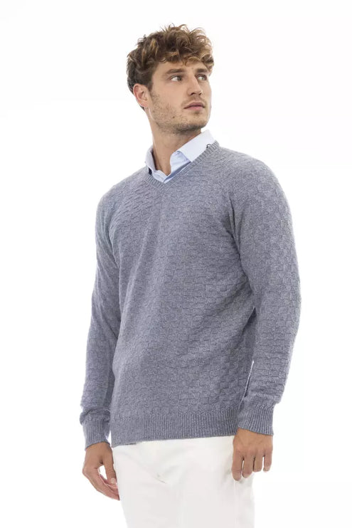 "Light Blue Viscose Men Sweater"