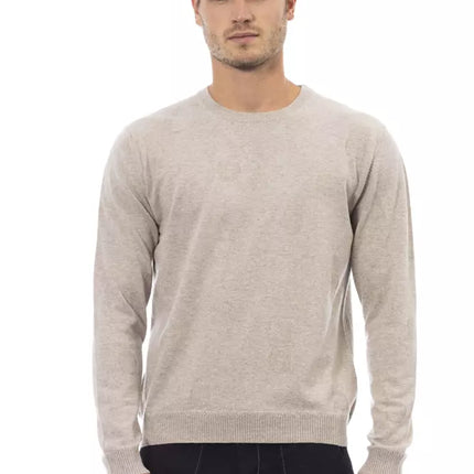 Maglione di miscela comfort di beige da equipaggio