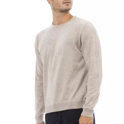 Maglione di miscela comfort di beige da equipaggio