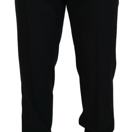 Elegantes pantalones de vestido negro de ajuste delgado