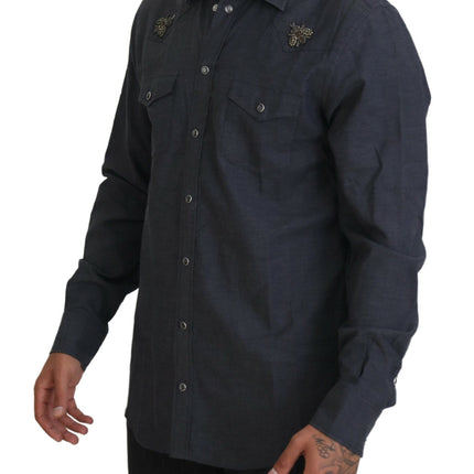 Elegante camisa casual de mezclilla de mezclilla delgada delgada