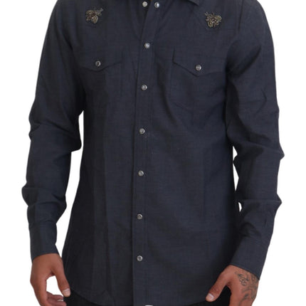 Elegante camisa casual de mezclilla de mezclilla delgada delgada