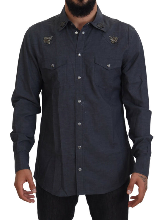 Elegante camisa casual de mezclilla de mezclilla delgada delgada