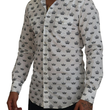 Camisa de vestir con estampado de corona delgado Fit