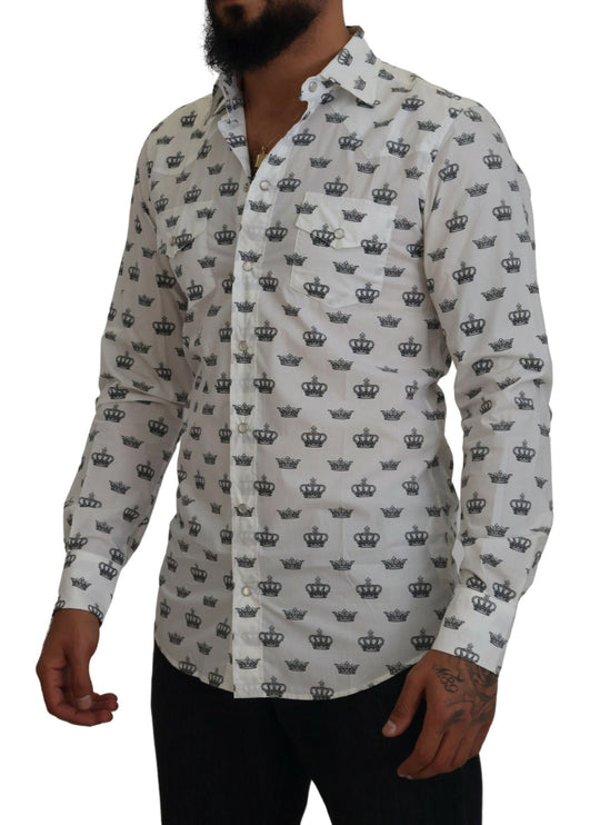 Camisa de vestir con estampado de corona delgado Fit