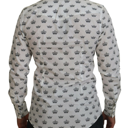 Camisa de vestir con estampado de corona delgado Fit