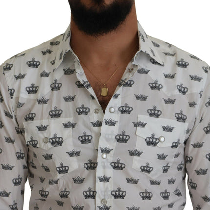 Camisa de vestir con estampado de corona delgado Fit