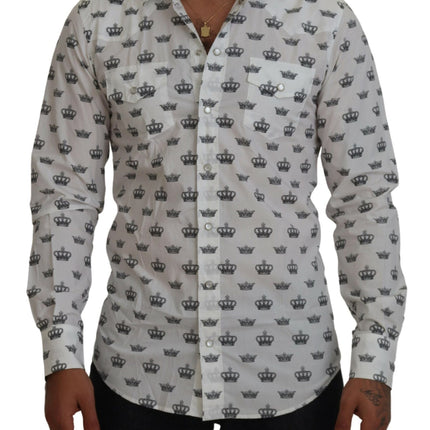 Camisa de vestir con estampado de corona delgado Fit