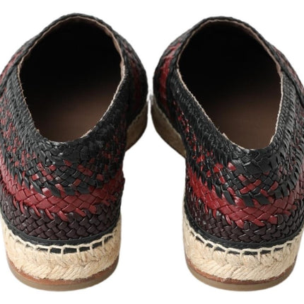 Elegante geweven lederen espadrilles