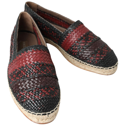 Elegante geweven lederen espadrilles