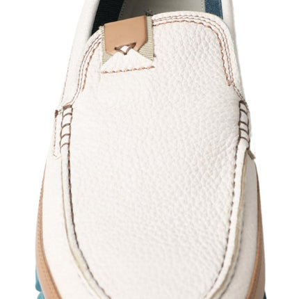 Elegant White Leather Slipper Loafers