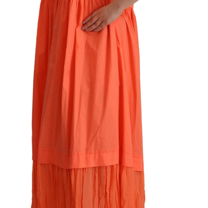 Elegante Coral Maxi -jurk met korte mouwen