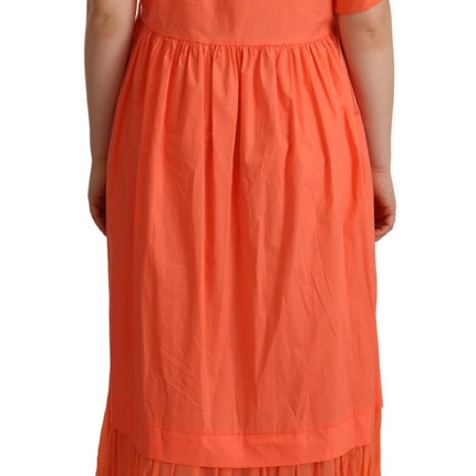 Elegante Coral Maxi -jurk met korte mouwen