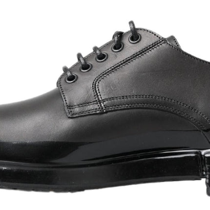 Elegantes zapatos de cuero Derby Lace-Up en negro