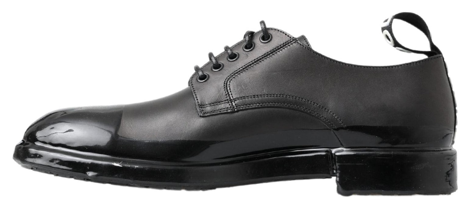 Elegant Derby Lace-Up Leather Shoes in Black