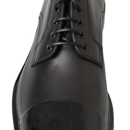 Elegantes zapatos de cuero Derby Lace-Up en negro