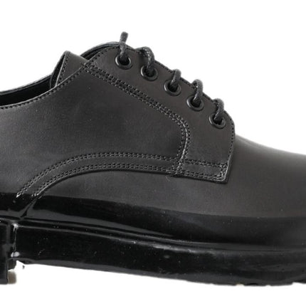 Elegantes zapatos de cuero Derby Lace-Up en negro