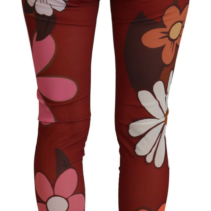 Leggings a vita alta rossa floreale