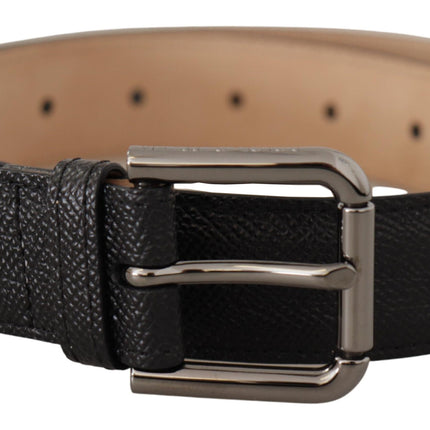 Ceinture en cuir noir élégant avec boucle en métal