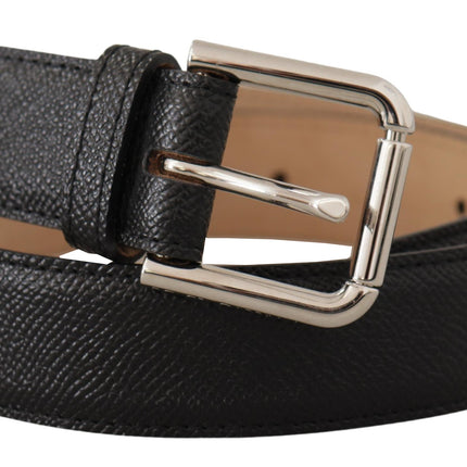 Sleek Black Authentic Leather Belt