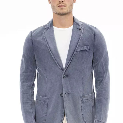 Blue Cotton Mens Blazer