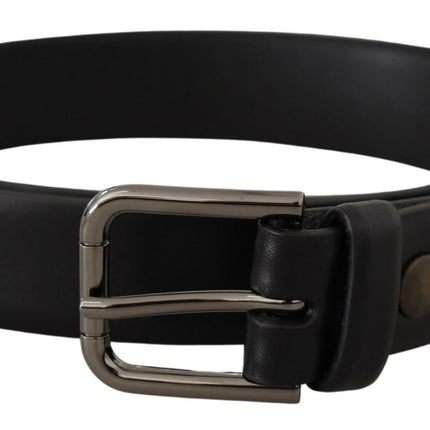 Elegant Black Leather Classic Belt