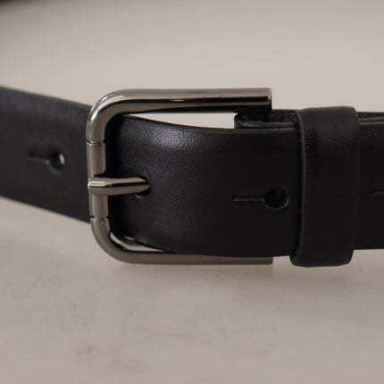 Elegant Black Leather Classic Belt