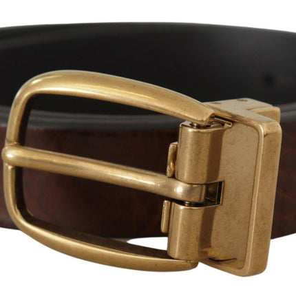 Elegant Brown Leather Belt with Logo Buckle