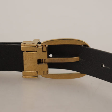 Elegant Brown Leather Belt with Logo Buckle