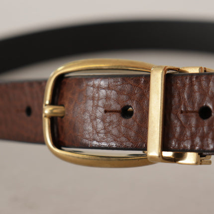 Elegant Brown Leather Belt with Logo Buckle