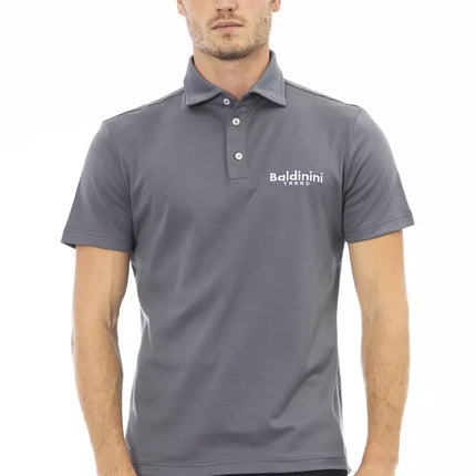 Elegante polo di cotone grigio con logo ricamato