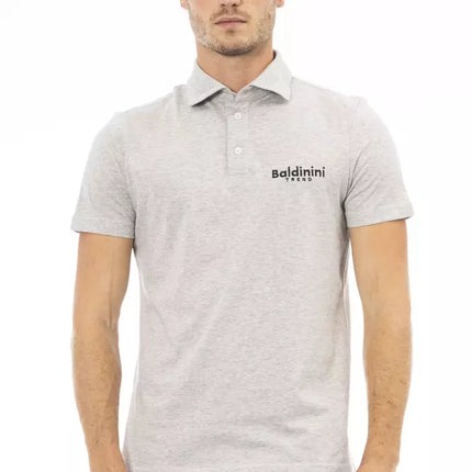 Elegante polo di cotone grigio con logo ricamato