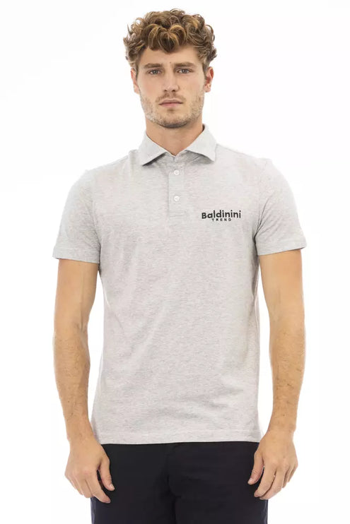 Polo en coton gris élégant avec logo brodé