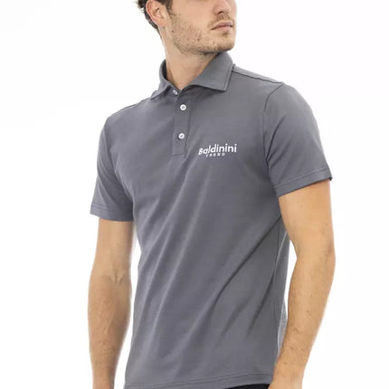 Elegante polo di cotone grigio con logo ricamato