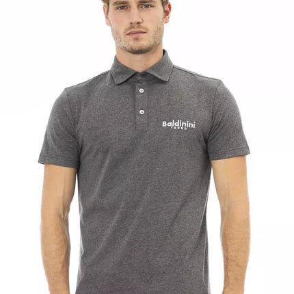 Chic Grey Broidered Logo Polo