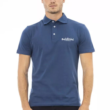 Polo en coton bleu élégant avec logo brodé