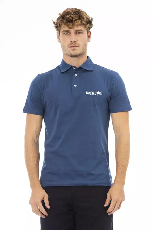 Polo en coton bleu élégant avec logo brodé