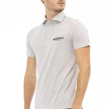 Elegante polo di cotone grigio con logo ricamato