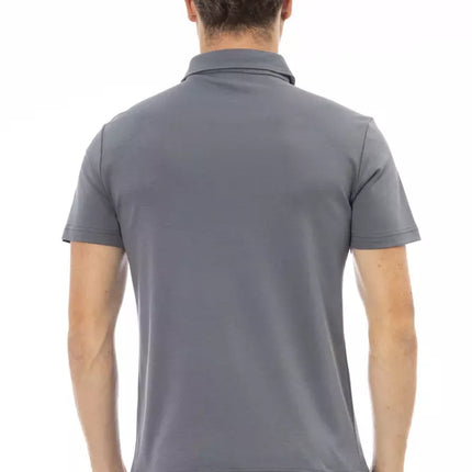 Elegante polo di cotone grigio con logo ricamato