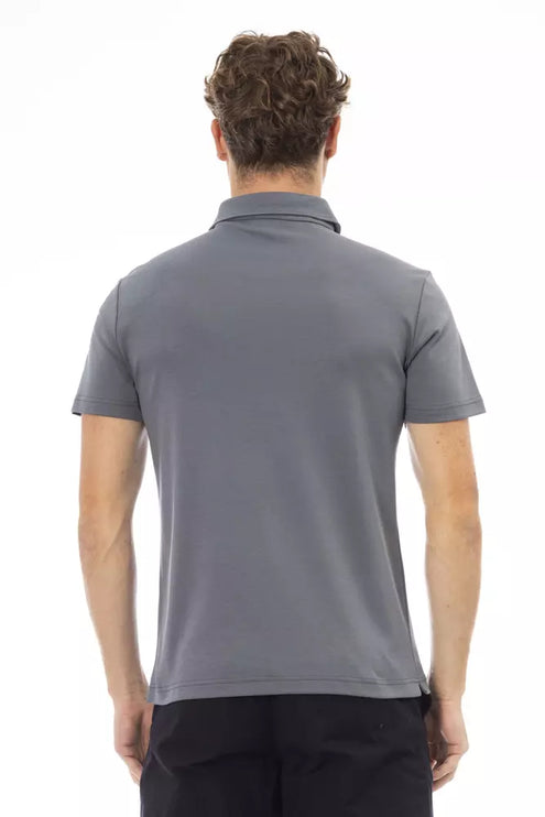 Polo en coton gris élégant avec logo brodé