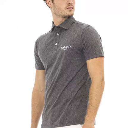 Chic Grey Broidered Logo Polo