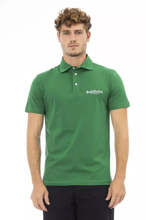 Polo en coton vert chic avec logo brodé