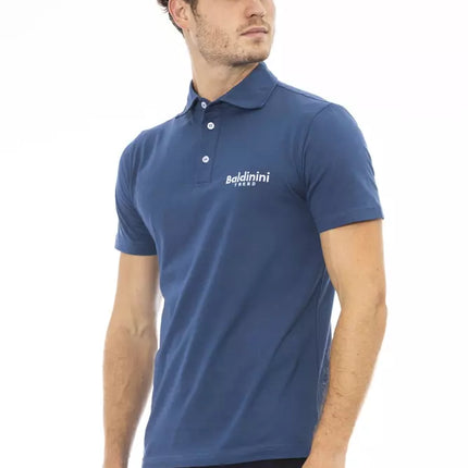 Polo en coton bleu élégant avec logo brodé