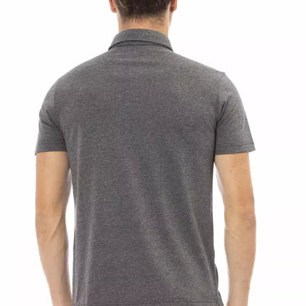 Chic Grey Broidered Logo Polo