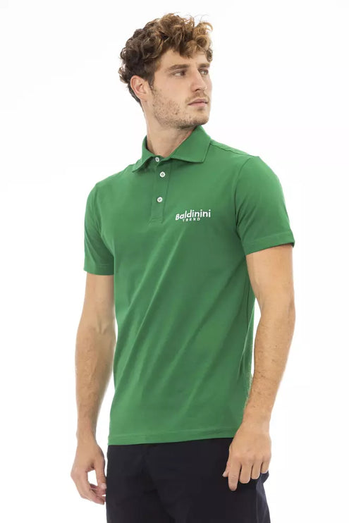 Polo en coton vert chic avec logo brodé