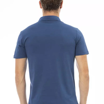 Polo en coton bleu élégant avec logo brodé